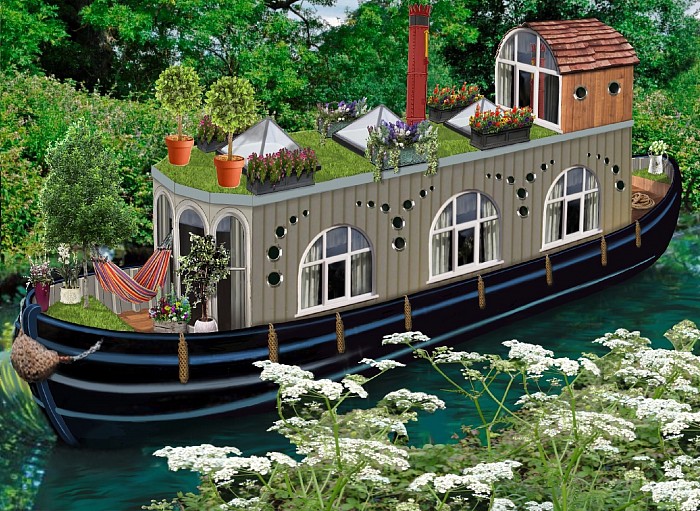 My design for a channel boat with a small garden. A project I would love to build