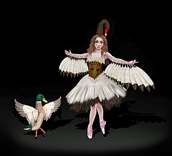 Swan lake Ballerina with duck as her dancing partner digital illustration