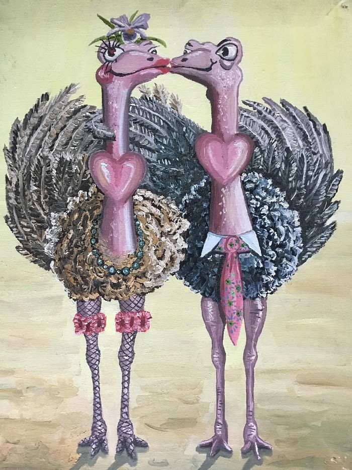 Ostrich valentine card