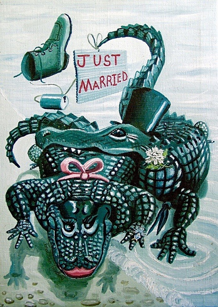 Crocodiles just married card